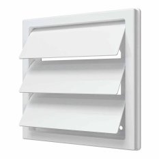Venkovní větrací mřížka 150x150 s gravitační žaluzií a límcem 110x55 – bílá