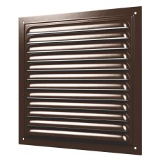 Větrací kovová plochá mřížka 150x150 mm se síťkou proti hmyzu, hnědá