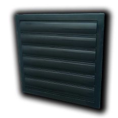 Větrací mřížka 183x183 mm s límcem d125 mm, manuální žaluzií a síťkou, černá