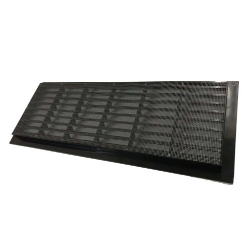 Vetracia mriežka do dverí 335x132 mm s golierom a sieťkou, čierna