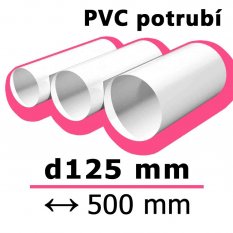 Kulaté ventilační potrubí d125 mm délka 500 mm
