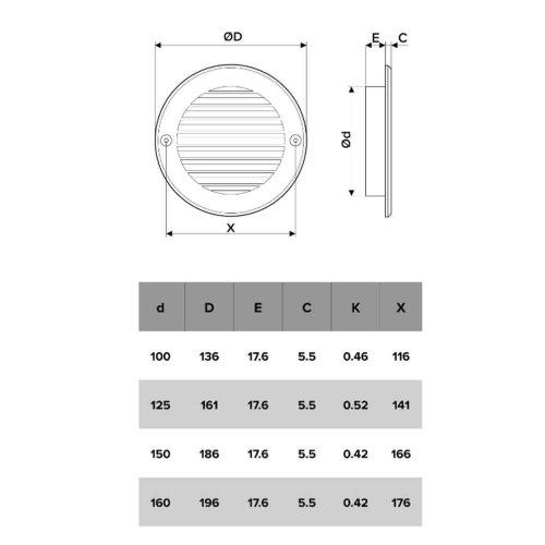 Větrací mřížka kulatá s límcem d100 mm - světle béžová - venkovní