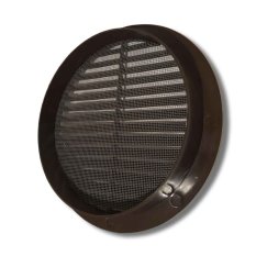Větrací mřížka kulatá s límcem d160 mm a síťkou, hnědá