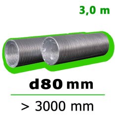 Flexibilní hliníkové potrubí FLEXTUBE d80 délka 3000 mm