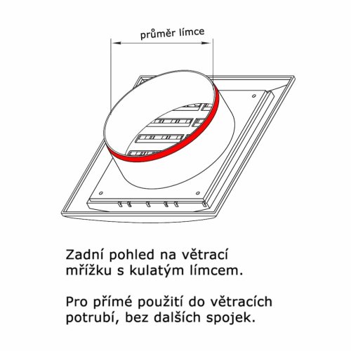 Vetracia mriežka 140x140 mm s gravitačnou žalúziou, golierom d100 mm a sieťkou, čierna