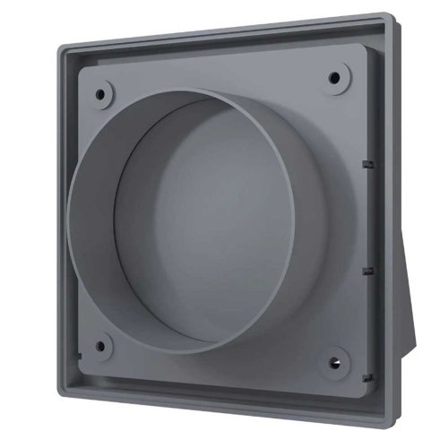 Venkovní mřížka 150x150 mm s límcem d125 mm, zpětnou klapkou a krytem, šedá