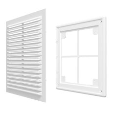 Větrací mřížka 200x300 mm s montážním rámečkem a síťkou proti hmyzu - bílá