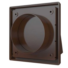 Vonkajšia mriežka 190x190 s golierom d150 a d160 mm, spätnou klapkou a krytom, hnedá